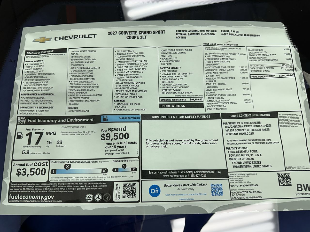 2027 Chevrolet Corvette Grand Sport 3LT