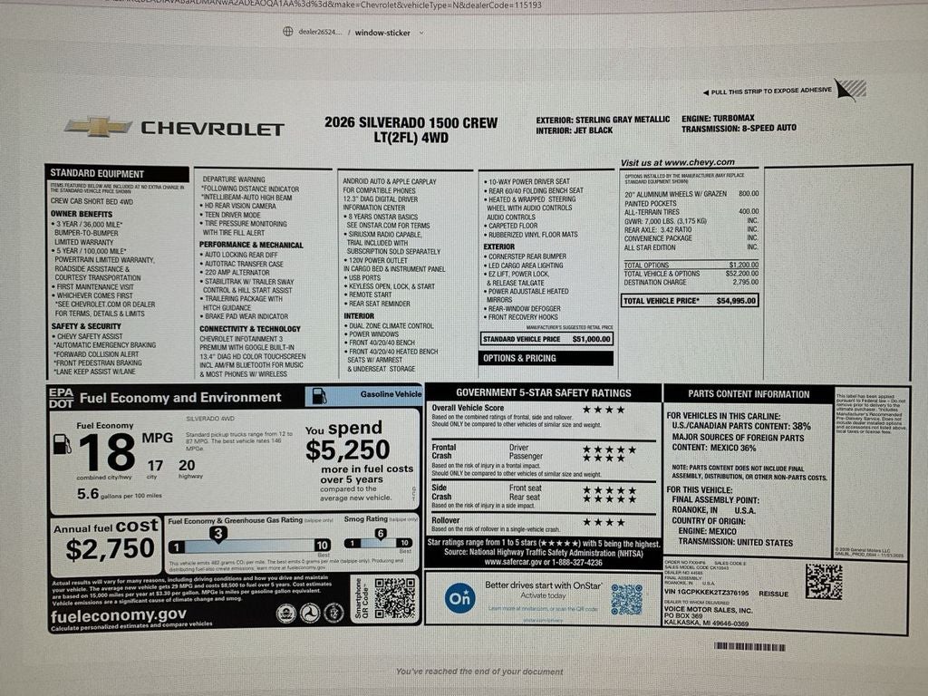 2026 Chevrolet Silverado 1500 LT (2FL)