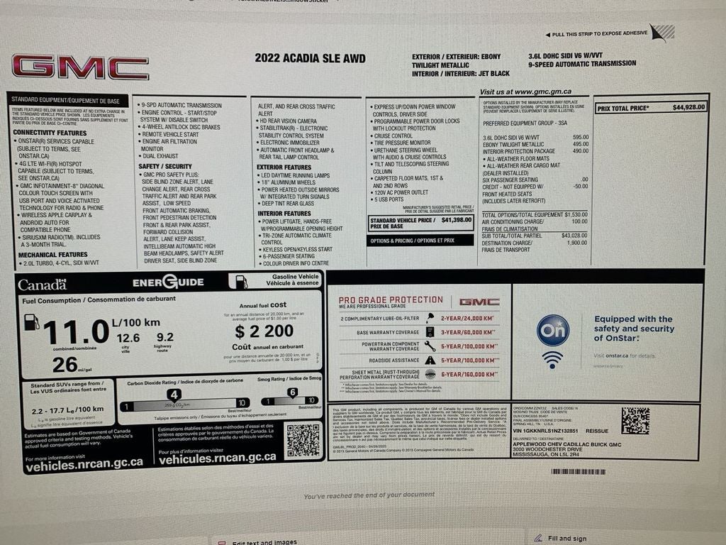 2022 GMC Acadia SLE