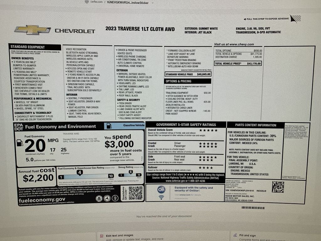 2023 Chevrolet Traverse LT Cloth