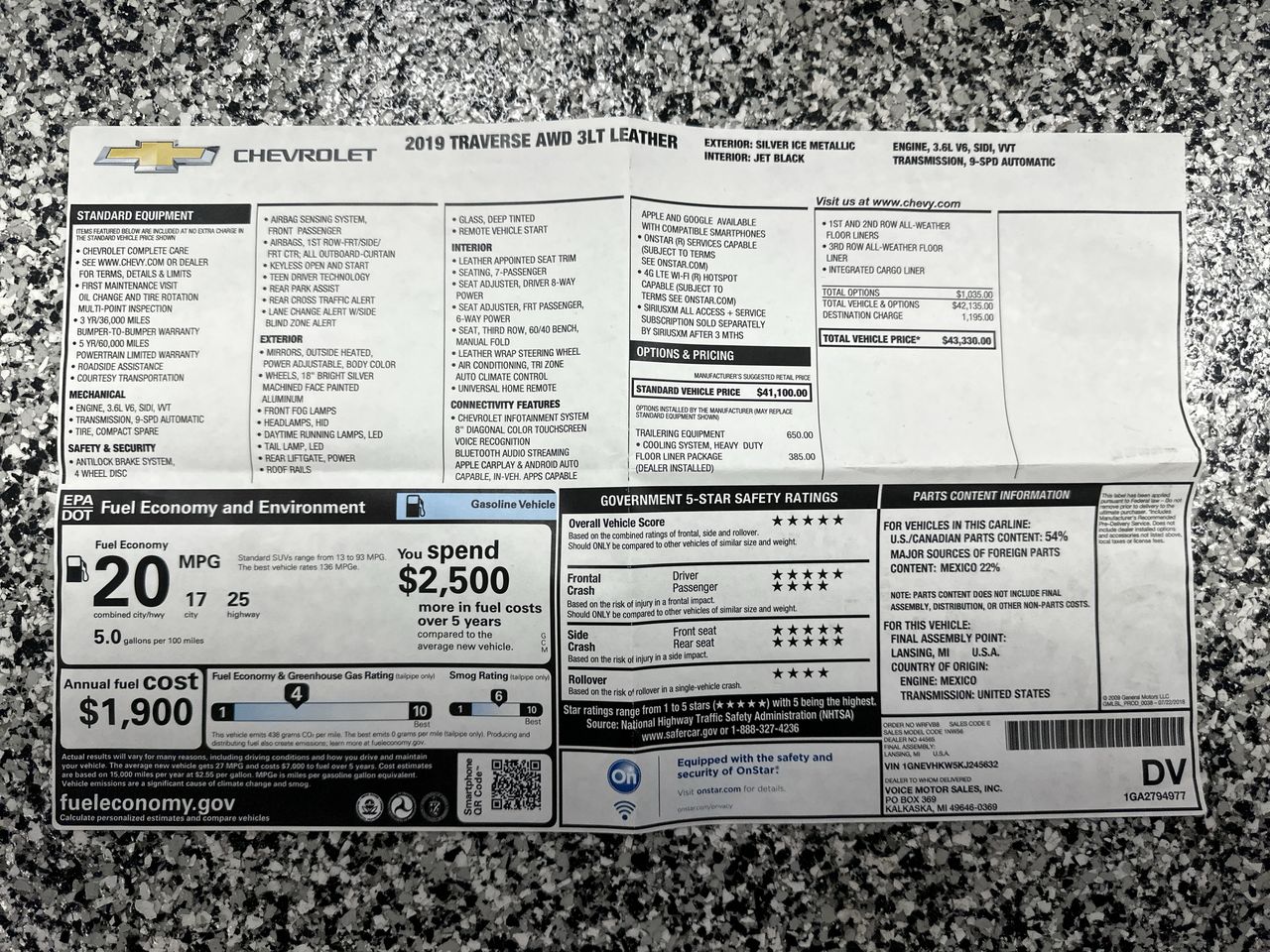 2019 Chevrolet Traverse LT Leather