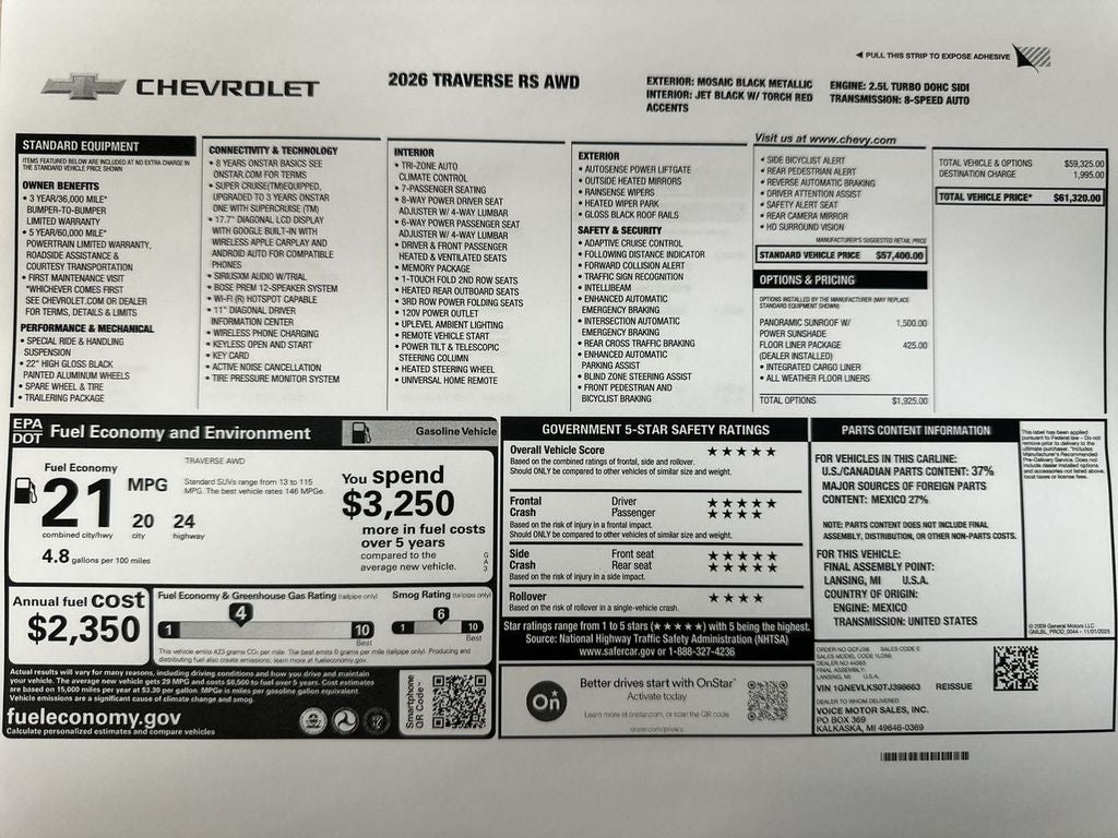 2026 Chevrolet Traverse RS
