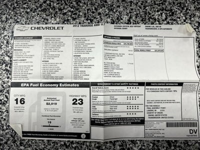 2012 Chevrolet Traverse LT w/1LT