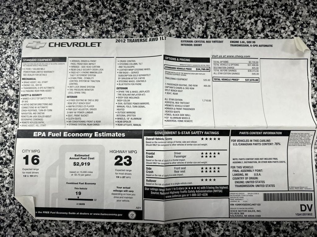 2012 Chevrolet Traverse LT w/1LT