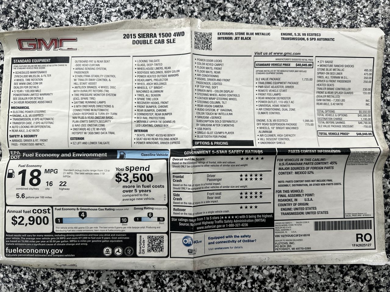 2015 GMC Sierra 1500 SLE