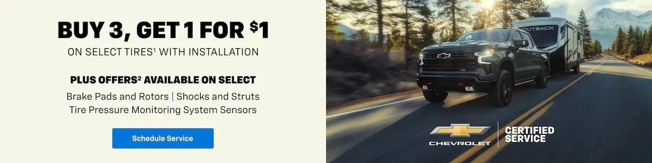 Buy 3, Get 1 for $1 at Voice Motor Sales Chevrolet in KALKASKA MI